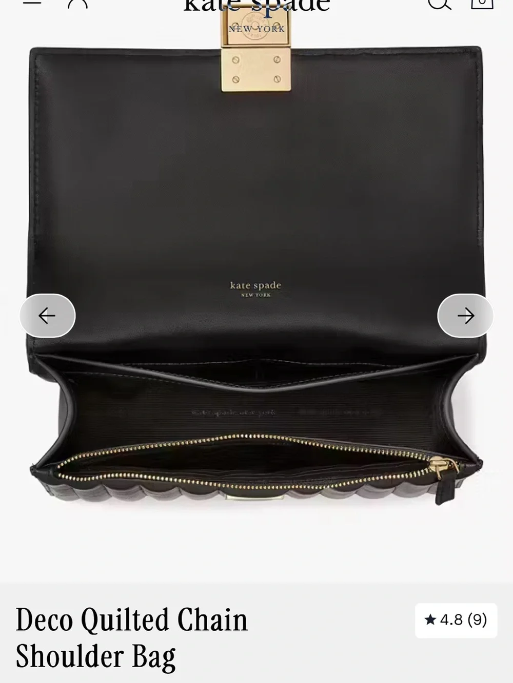 Kate Spade Deco Quilted Chain Shoulder Bag - Black